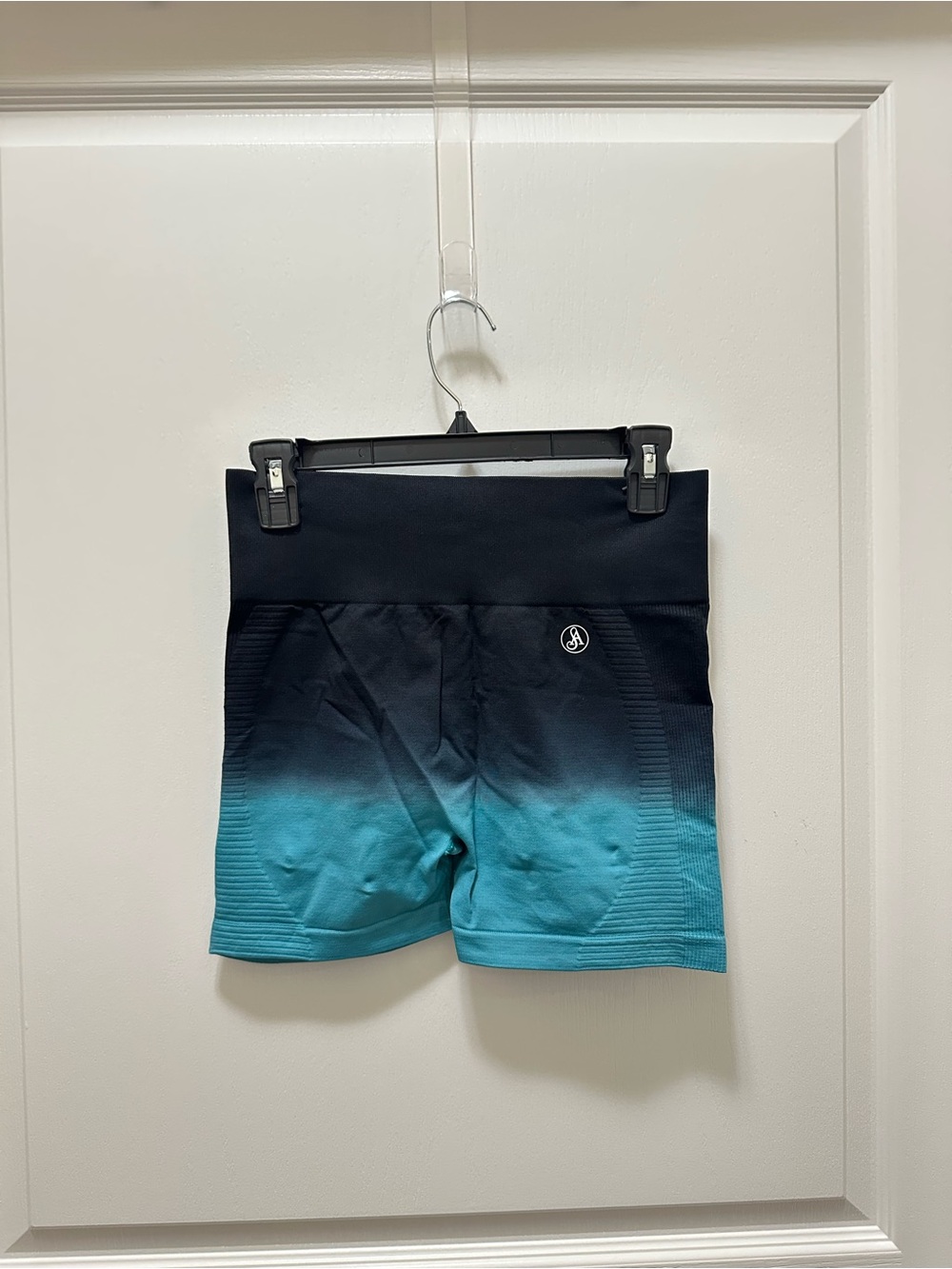 Allure Ombre High-Waist Athletic Shorts - Teal to Black
